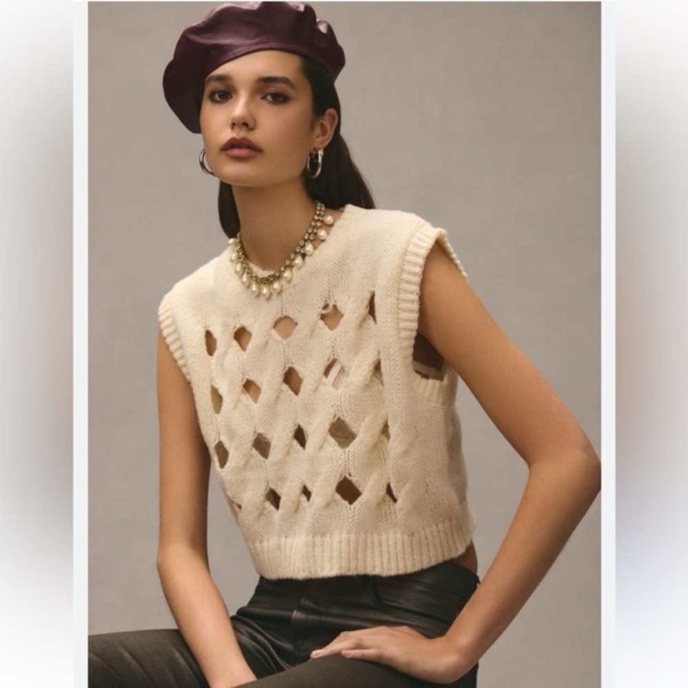 Anthropologie Pilcro Women’s Cutout Knit Vest ONE SIZE NWOT
